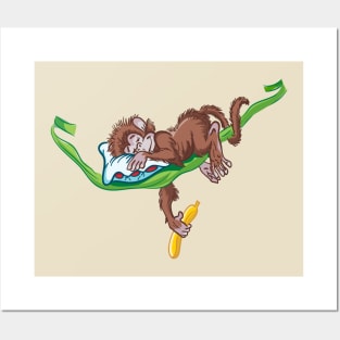 donkey sleeping vine banana Posters and Art